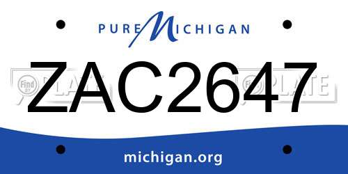 ZAC2647 Michigan License Plate