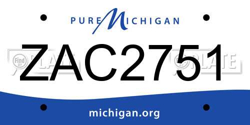 ZAC2751 Michigan License Plate