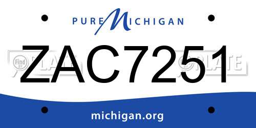 ZAC7251 Michigan License Plate