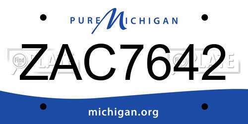 ZAC7642 Michigan License Plate