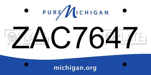 ZAC7647 Michigan License Plate