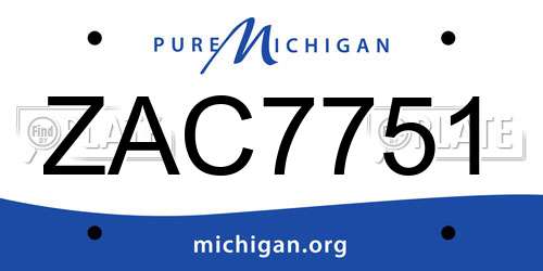 ZAC7751 Michigan License Plate