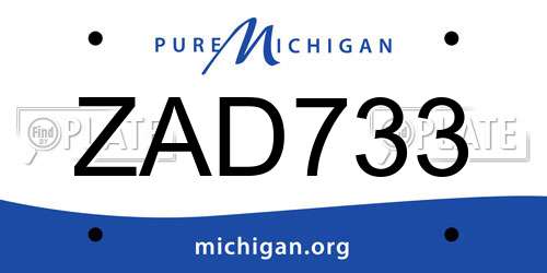 ZAD733 Michigan License Plate