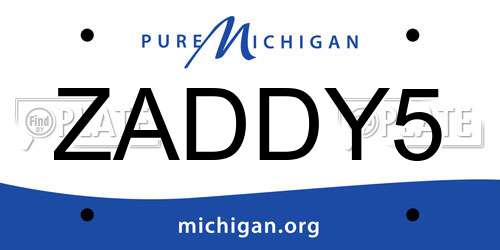 ZADDY5 Michigan License Plate