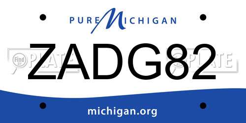 ZADG82 Michigan License Plate