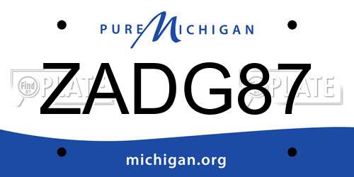 ZADG87 Michigan License Plate