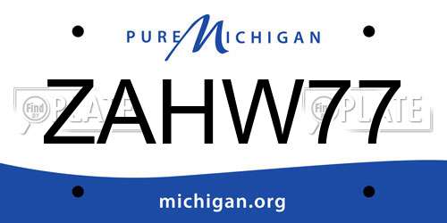 ZAHW77 Michigan License Plate