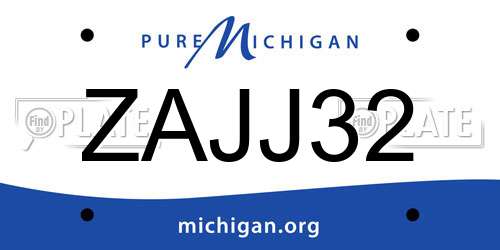 ZAJJ32 Michigan License Plate