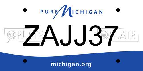 ZAJJ37 Michigan License Plate