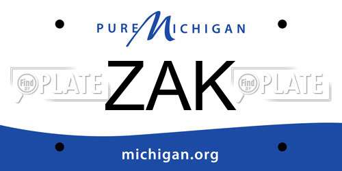ZAK Michigan License Plate