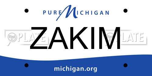 ZAKIM Michigan License Plate