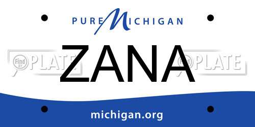 ZANA Michigan License Plate