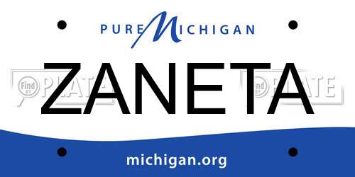 ZANETA Michigan License Plate