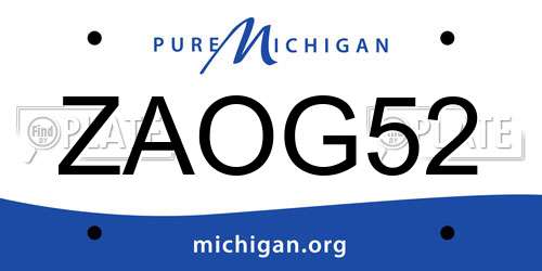 ZAOG52 Michigan License Plate
