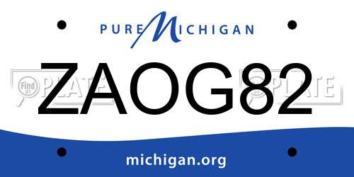 ZAOG82 Michigan License Plate