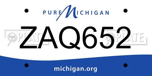 ZAQ652 Michigan License Plate