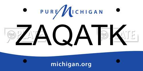 ZAQATK Michigan License Plate