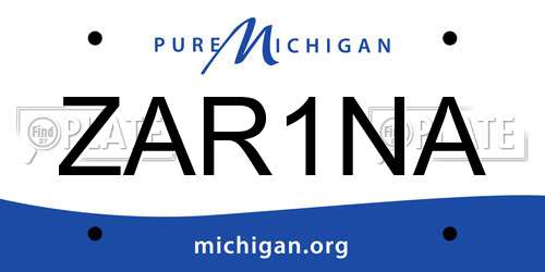 ZAR1NA Michigan License Plate
