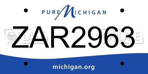 ZAR2963 Michigan License Plate