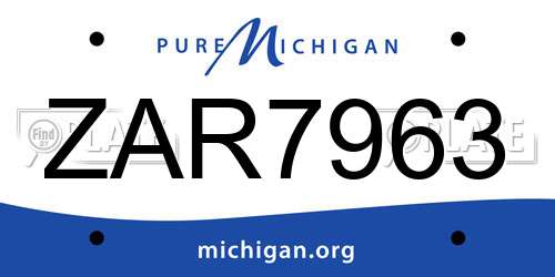 ZAR7963 Michigan License Plate