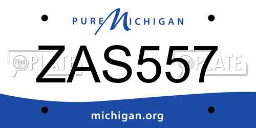 ZAS557 Michigan License Plate