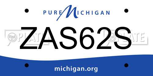 ZAS62S Michigan License Plate