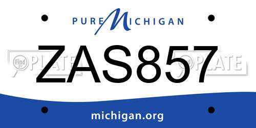 ZAS857 Michigan License Plate
