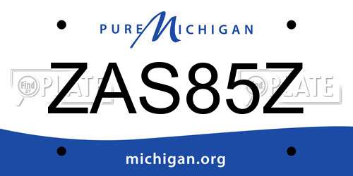 ZAS85Z Michigan License Plate