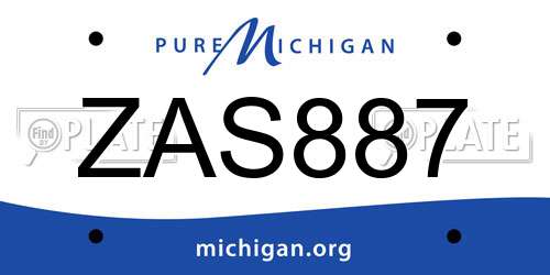 ZAS887 Michigan License Plate