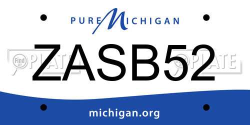 ZASB52 Michigan License Plate