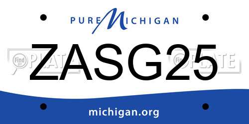 ZASG25 Michigan License Plate