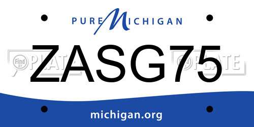 ZASG75 Michigan License Plate