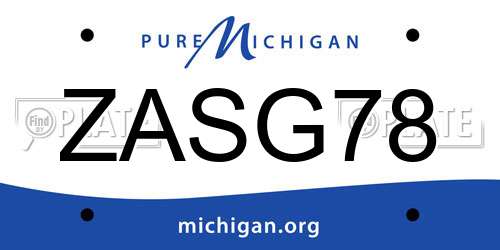 ZASG78 Michigan License Plate