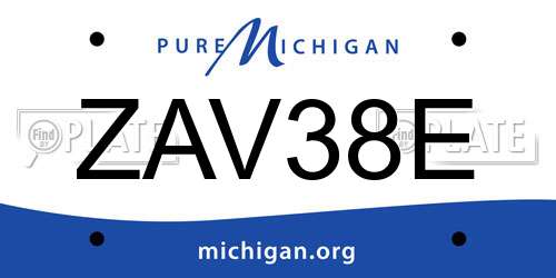 ZAV38E Michigan License Plate