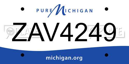 ZAV4249 Michigan License Plate