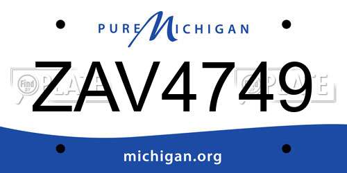 ZAV4749 Michigan License Plate