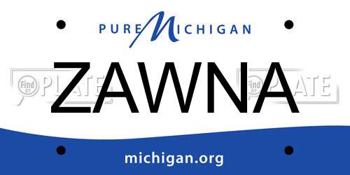 ZAWNA Michigan License Plate