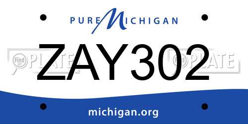 ZAY302 Michigan License Plate