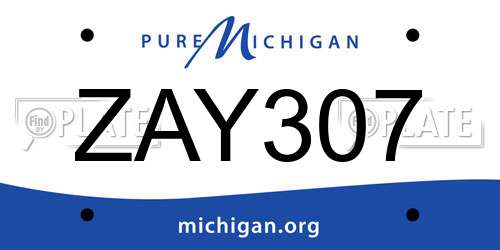 ZAY307 Michigan License Plate