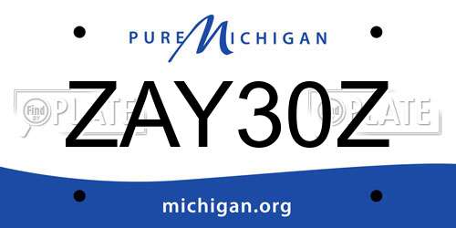 ZAY30Z Michigan License Plate