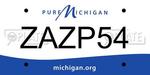 ZAZP54 Michigan License Plate