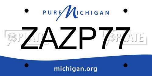 ZAZP77 Michigan License Plate