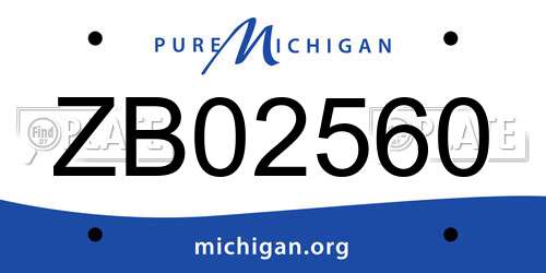 ZB02560 Michigan License Plate