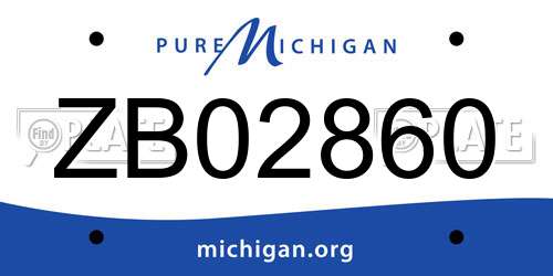 ZB02860 Michigan License Plate