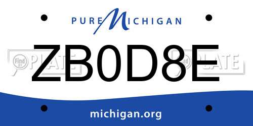 ZB0D8E Michigan License Plate