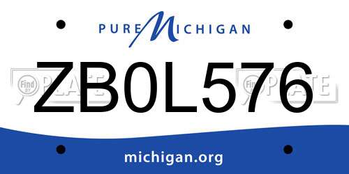 ZB0L576 Michigan License Plate