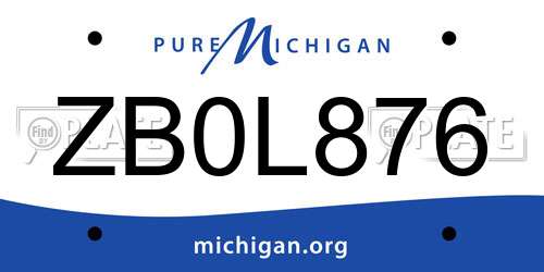 ZB0L876 Michigan License Plate