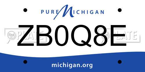 ZB0Q8E Michigan License Plate