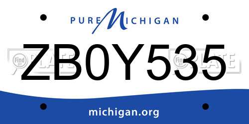 ZB0Y535 Michigan License Plate
