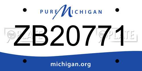 ZB20771 Michigan License Plate